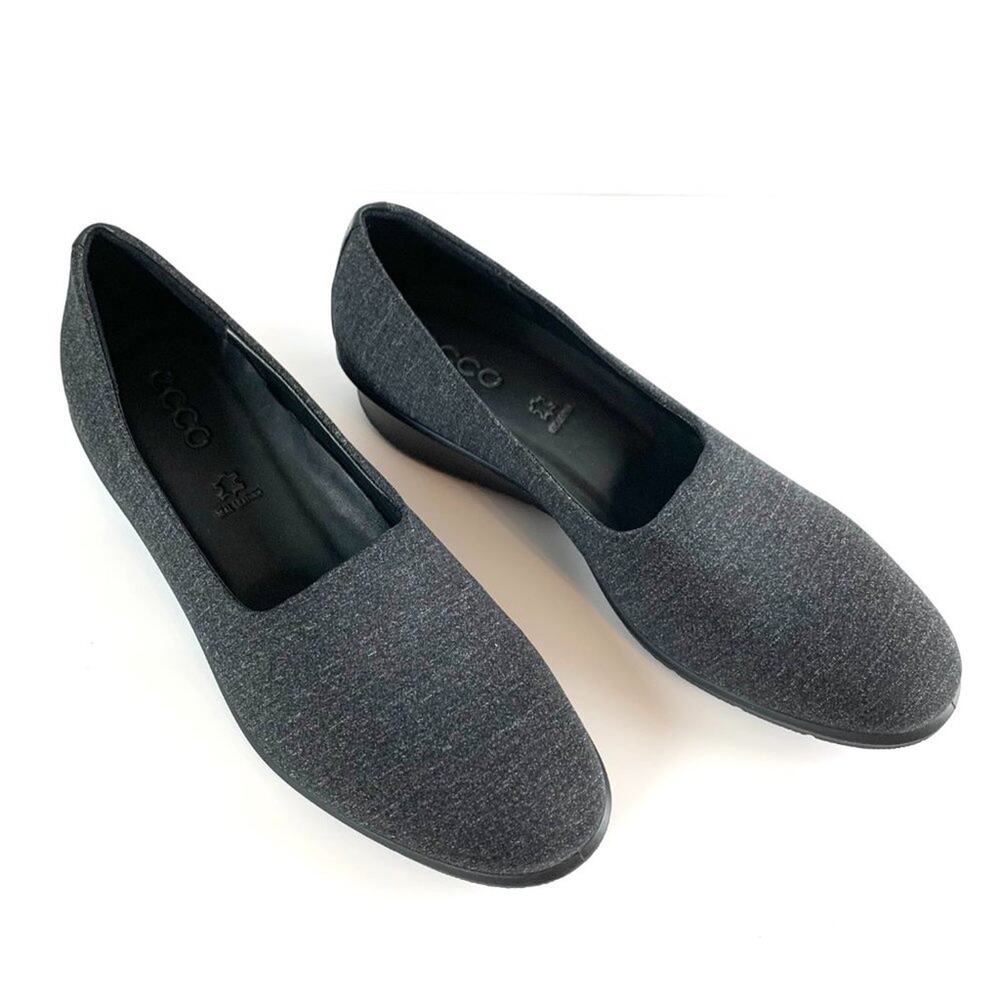 Ecco Felicia Womens Gray Suede Almond Toe Wedge Heel Slip On Shoes Size 10.5